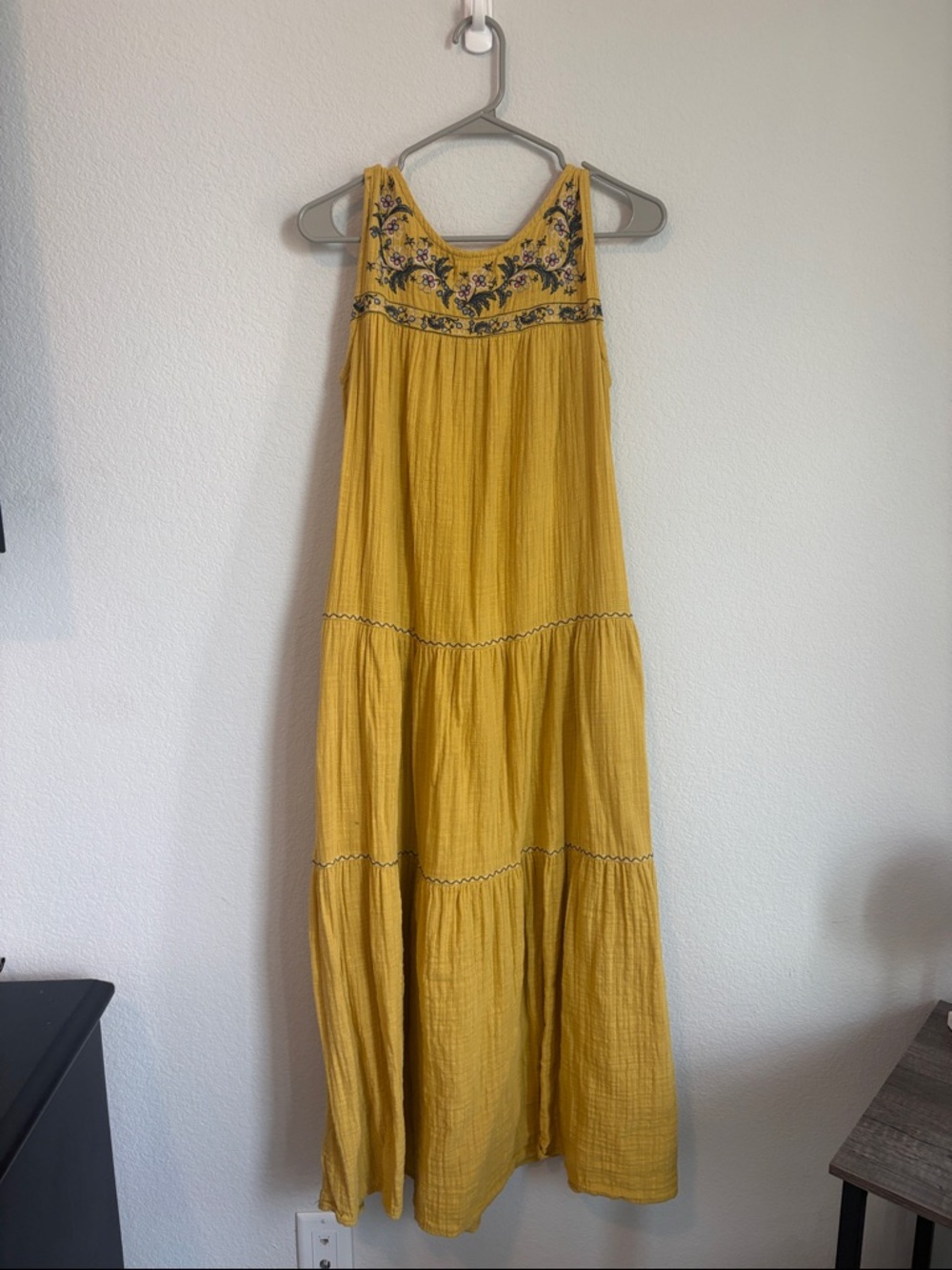 Max Studio Yellow Embroidered Maxi Dress